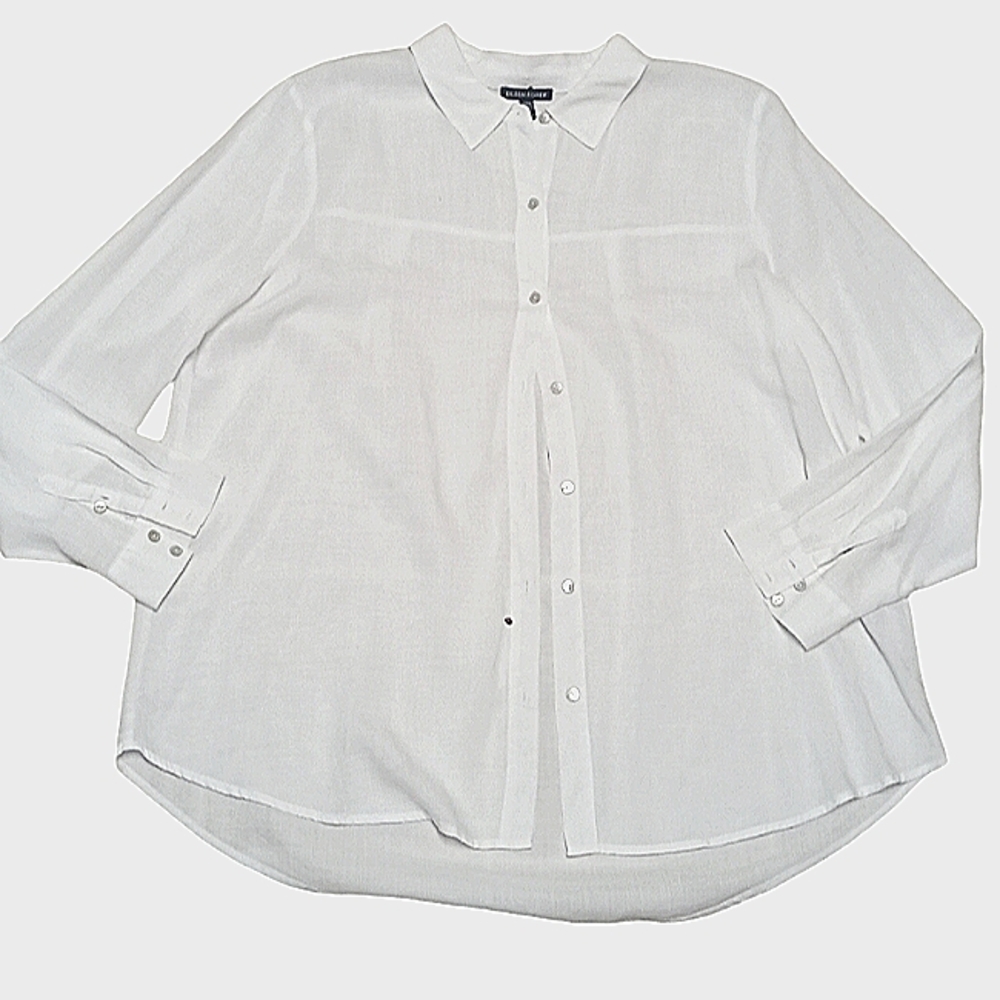 Eileen Fisher Button Front Long Sleeve Top Women's Size XL Wardrobe Basic